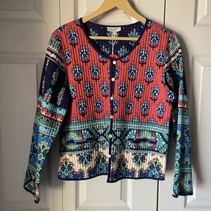 Orientique | Reversible Jacket. Size Small Colorful Quilted Pockets Floral. NWT